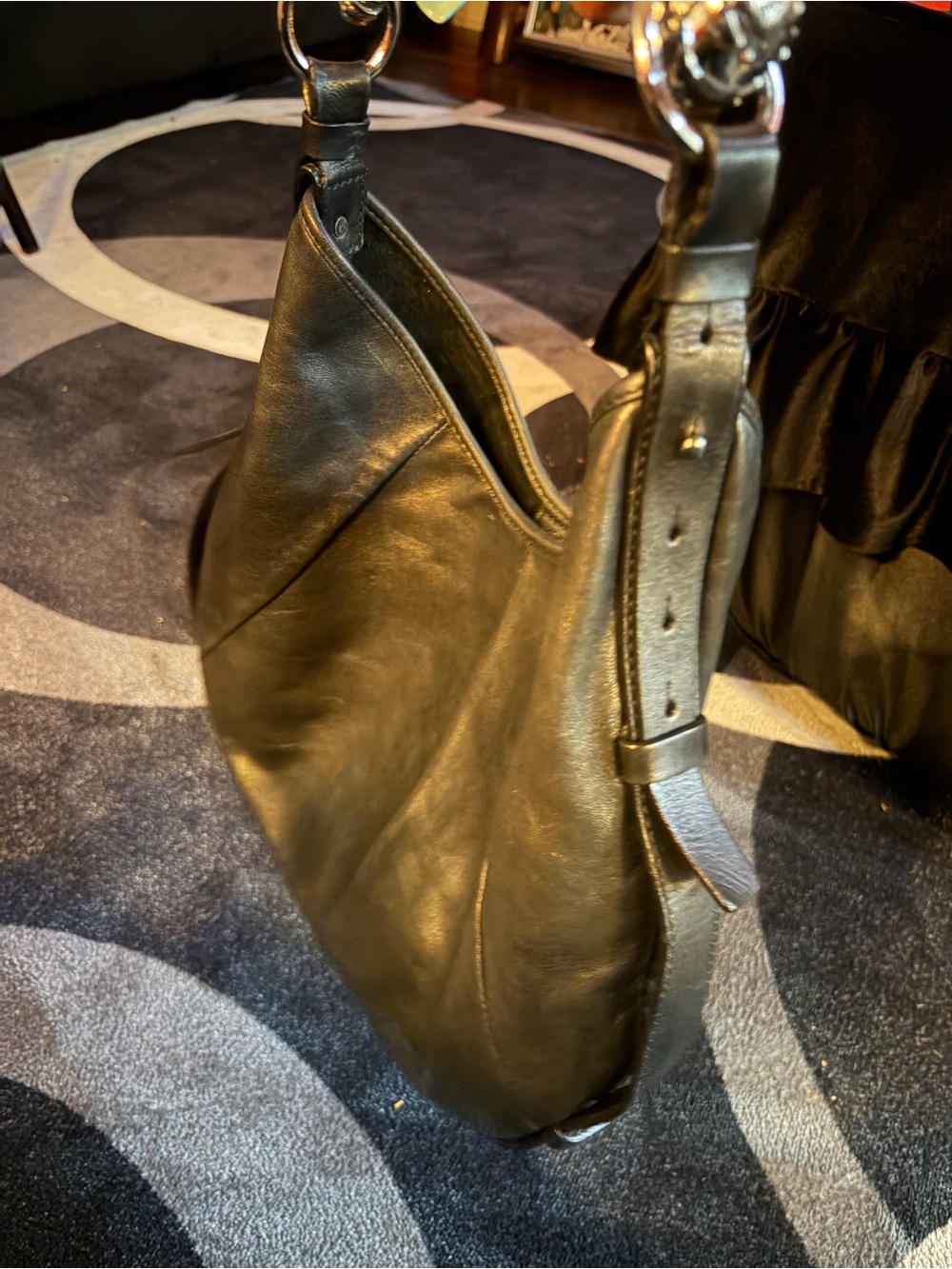 Rare Vintage Tom Ford Era Yves Saint Laurent Mombasa Black Leather Hobo Bag - Picture 13 of 14